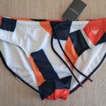 COSTUME UOMO A SLIP EMPORIO ARMANI BLU NAVY, BIANCO E ARANCIO