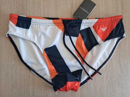 COSTUME UOMO A SLIP EMPORIO ARMANI BLU NAVY, BIANCO E ARANCIO