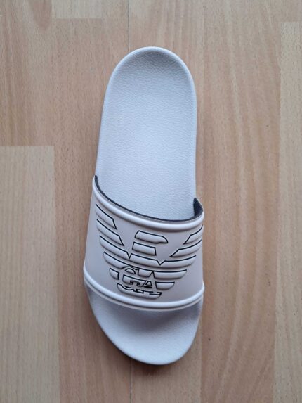 CIABATTA MARE DONNA EMPORIO ARMANI BIANCA CON LOGO CON PROFILI NERI