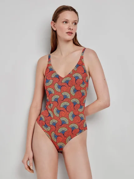 COSTUME DONNA GISELA INTERO A FANTASIA VENTAGLI SU BASE CORALLO