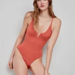 COSTUME DONNA INTERO GISELA NEL COLOR ALBICOCCA CON LUREX ORO