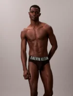 3 PACK SLIP UOMO CALVIN KLEIN IN MICROFIBRA NERA CON MEGALOGO COLORATO - immagine 2