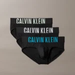 3 PACK SLIP UOMO CALVIN KLEIN IN MICROFIBRA NERA CON MEGALOGO COLORATO