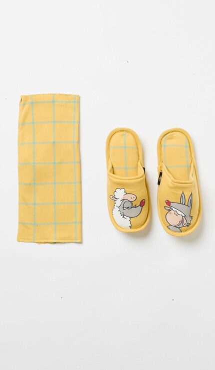 CIABATTE DONNA CASA HAPPY PEOPLE "IN BOCCA AL LUPO" NEL COLORE GIALLO