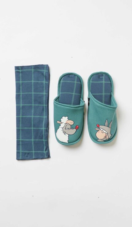 CIABATTA CASA UOMO HAPPY PEOPLE "IN BOCCA AL LUPO" VERDE