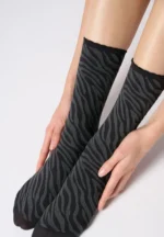 CALZINO DONNA 50 DEN ZEBRATO OROBLU CON BASE GRIGIA - immagine 2