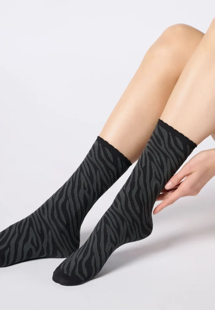 CALZINO DONNA 50 DEN ZEBRATO OROBLU CON BASE GRIGIA - immagine 3