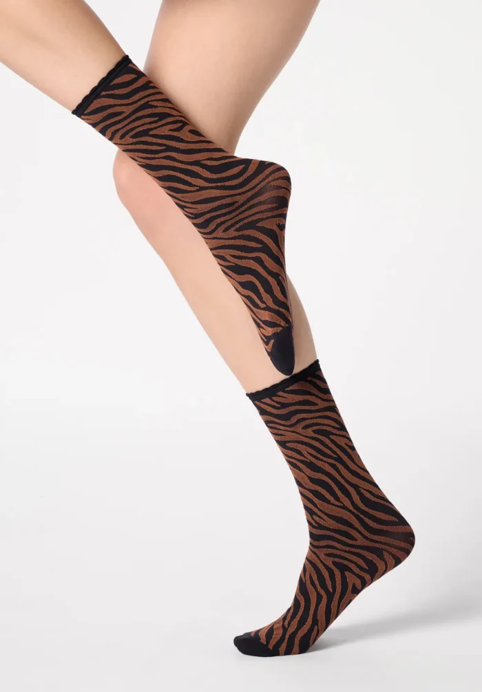 CALZINO DONNA 50 DEN ZEBRATO OROBLU CON BASE GRIGIA - immagine 5