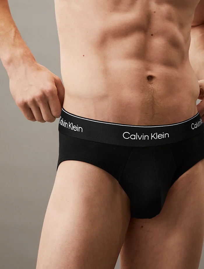 3 PACK SLIP UOMO CALVIN KLEIN IN COTONE NERO CON ELASTICO TONO SU TONO LOGATO - immagine 3