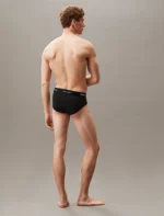 3 PACK SLIP UOMO CALVIN KLEIN IN COTONE NERO CON ELASTICO TONO SU TONO LOGATO - immagine 4