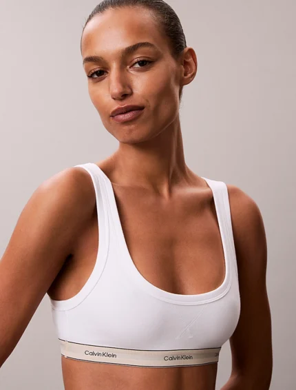 BRASSIERE HERITAGE NON IMBOTTITA CALVIN KLEIN DONNA BIANCA CON ELASTICO LOGATO