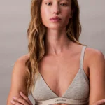 TRIANGOLO DONNA CALVIN KLEIN IN COTONE GRIGIO NON IMBOTTITO CON ELASTICO LOGATO