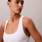 BRASSIERE NON IMBOTTITA IN COTONE BIANCO CALVIN KLEIN DONNA CON INCROCIO SULLA SCHIENA ED ELASTICO LOGATO