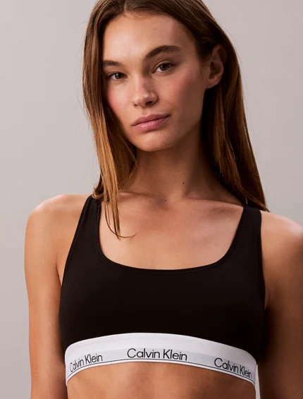 BRASSIERE NON IMBOTTITA CON INCROCIO SULLA SCHIENA CALVIN KLEIN DONNA IN COTONE CON ELASTICO LOGATO