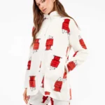 VESTAGLIA DONNA GISELA IN PILE CON ZIP E STAMPA SNOOPY
