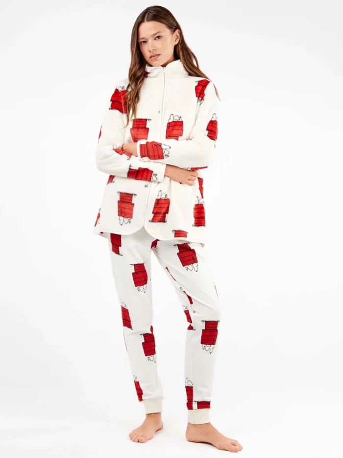 VESTAGLIA DONNA GISELA IN PILE CON ZIP E STAMPA SNOOPY - immagine 4