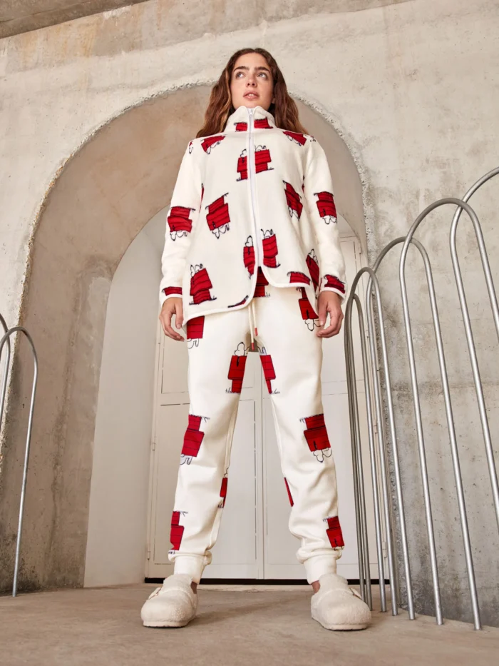 VESTAGLIA DONNA GISELA IN PILE CON ZIP E STAMPA SNOOPY - immagine 5