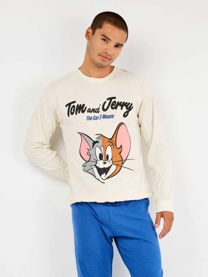 PIGIAMA UOMO GISELA IN CALDO COTONE A GIROCOLLO CON STAMPA DI TOM & JERRY - immagine 4