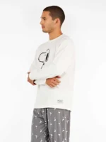 PIGIAMA UOMO GISELA IN CALDO COTONE A GIROCOLLO STAMPA SNOOPY CON PANTALONE GRIGIO - immagine 3
