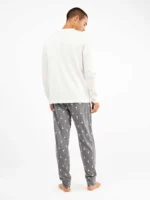 PIGIAMA UOMO GISELA IN CALDO COTONE A GIROCOLLO STAMPA SNOOPY CON PANTALONE GRIGIO - immagine 4