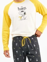 PIGIAMA UOMO GISELA IN CALDO COTONE CON STAMPA SNOOPY E MANICA GIALLA - immagine 3