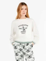 PIGIAMA DONNA GISELA CON STAMPA GATTO SILVESTRO IN CALDO COTONE - immagine 3