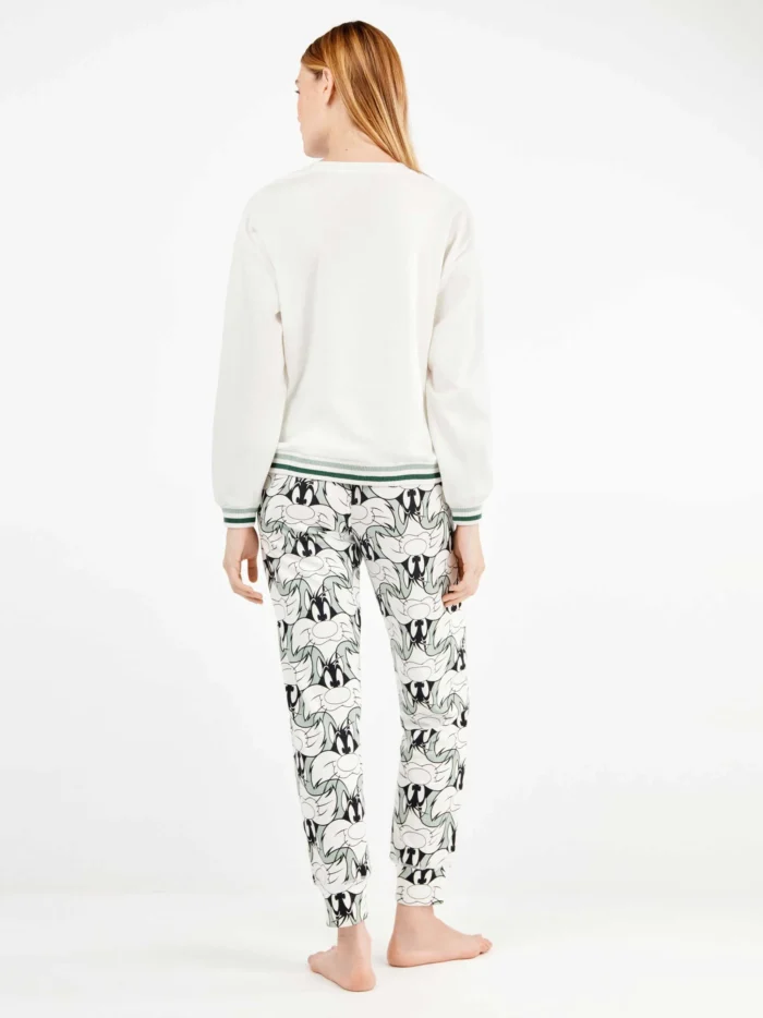 PIGIAMA DONNA GISELA CON STAMPA GATTO SILVESTRO IN CALDO COTONE - immagine 4