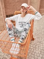 PIGIAMA DONNA GISELA CON STAMPA GATTO SILVESTRO IN CALDO COTONE - immagine 5