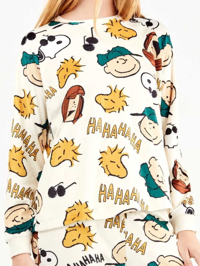 PIGIAMA DONNA GISELA IN MAXI PILE CON STAMPA DEI PERSONAGGI DI SNOOPY - immagine 4
