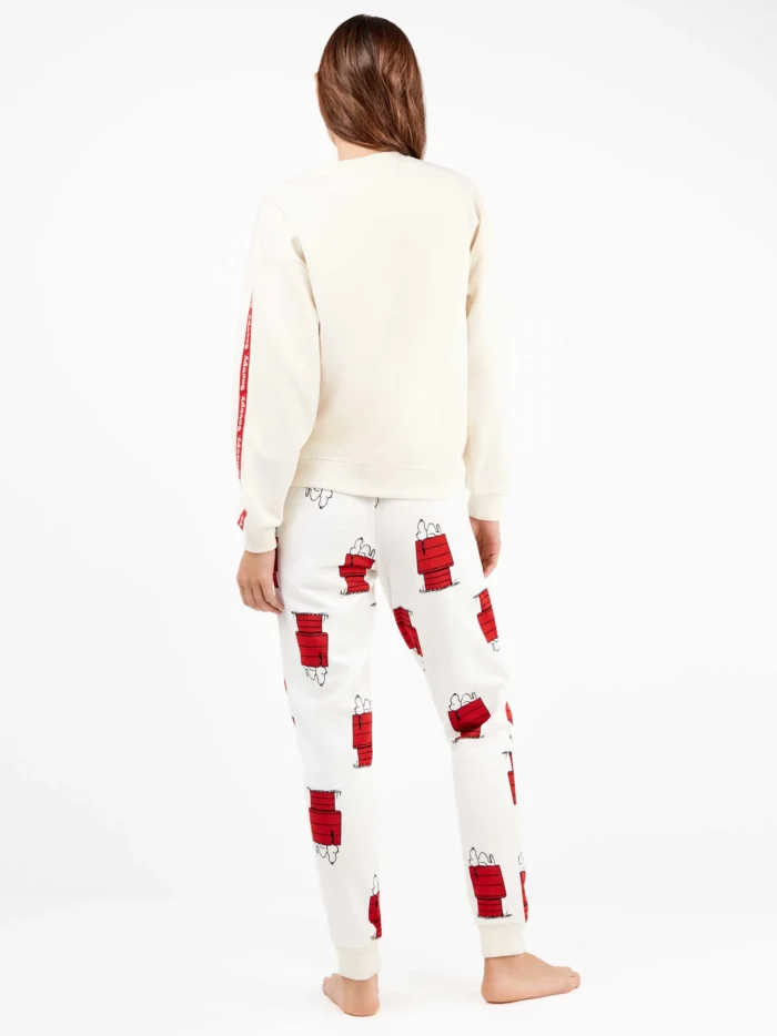 PIGIAMA/TUTA DONNA GISELA IN PILE BIANCO E ROSSO CON STAMPA SNOOPY - immagine 3