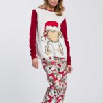 PIGIAMA DONNA HAPPY PEOPLE NATALIZIO CON GIROCOLLO E PANTALONE CON POLSINO CON STAMPE NATALIZIE