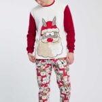 PIGIAMA UOMO A GIROCOLLO IN CALDO COTONE A GIROCOLLO IN TEMA NATALIZIO