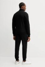 TUTA COMPLETA UOMO EMPORIO ARMANI NERA CON ZIP E BANDA LATERALE LOGATA TONO SU TONO - immagine 2