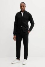 TUTA COMPLETA UOMO EMPORIO ARMANI FELPATA CON ZIP, PANTALONE CON POLSINO FINALE E BANDA LATERALE TONO SU TONO