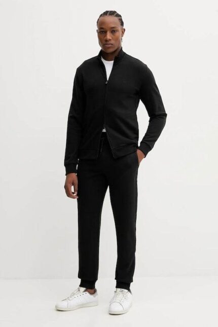 TUTA COMPLETA UOMO EMPORIO ARMANI FELPATA CON ZIP, PANTALONE CON POLSINO FINALE E BANDA LATERALE TONO SU TONO