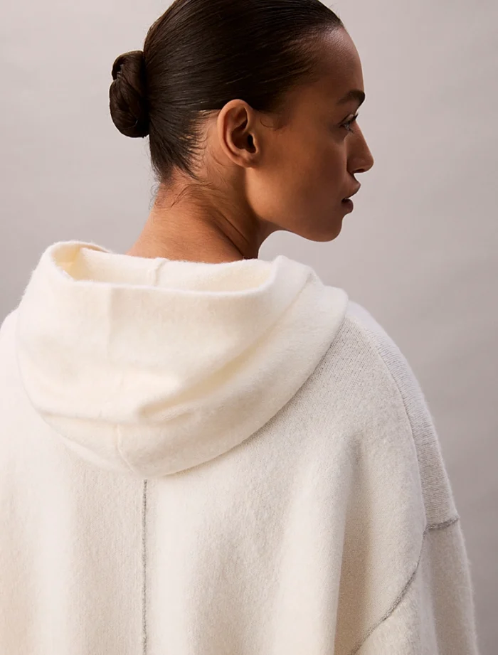 TUTA DONNA CALVIN KLEIN IN CALDA MAGLIA PANNA CON PROFILI GRIGI - immagine 4