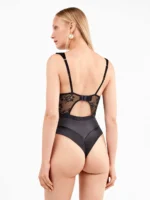 BODY GISELA CON COPPA PREFORMATA E FERRETTO E SPALLINA IMBOTTITA IN PIZZO E MICROFIBRA NERA - immagine 4