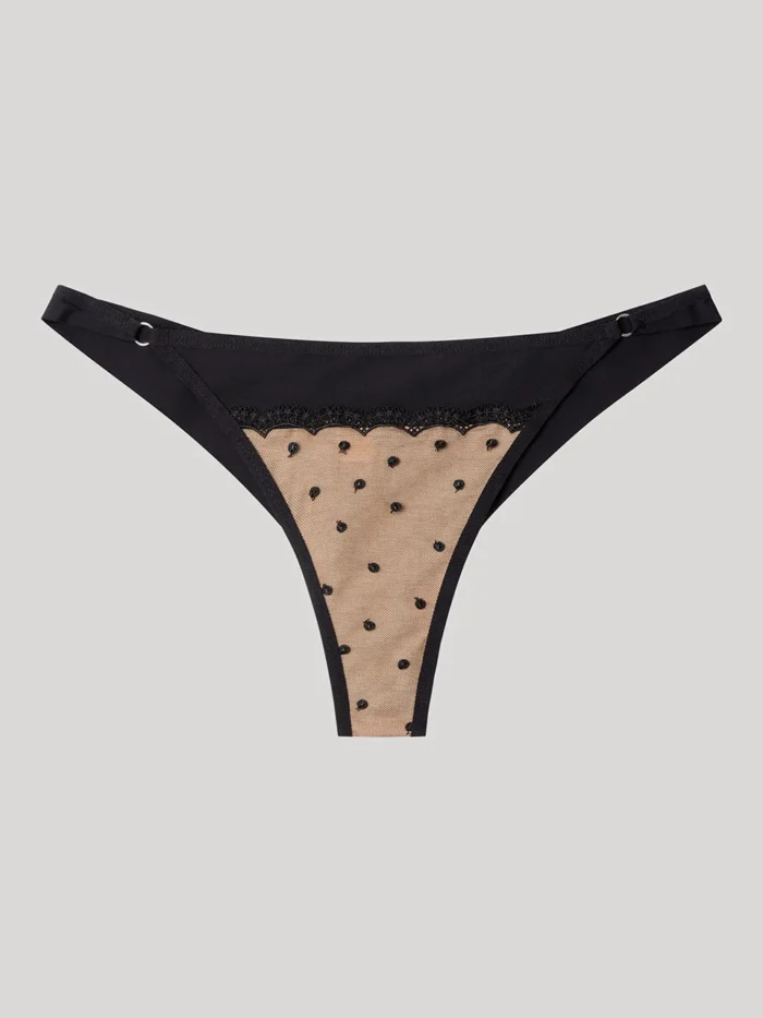 COMPLETO INTIMO DONNA GISELA CON BRALETTE E BRASILIANA NERO CON POIS - immagine 9