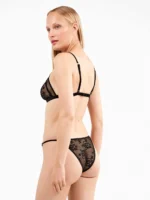 COMPLETO INTIMO DONNA GISELA CON REGGISENO A TRIANGOLO A BRASILIANA IN SEMPLICE PIZZO - immagine 3