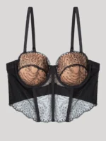 COMPLETO INTIMO DONNA GISELA BUSTIER E BRASILIANA NERO IN TULLE E PIZZO - immagine 5