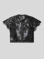 CAMICETTA IN PIZZO E RASO NERO MEZZA MANICA GISELA - immagine 2