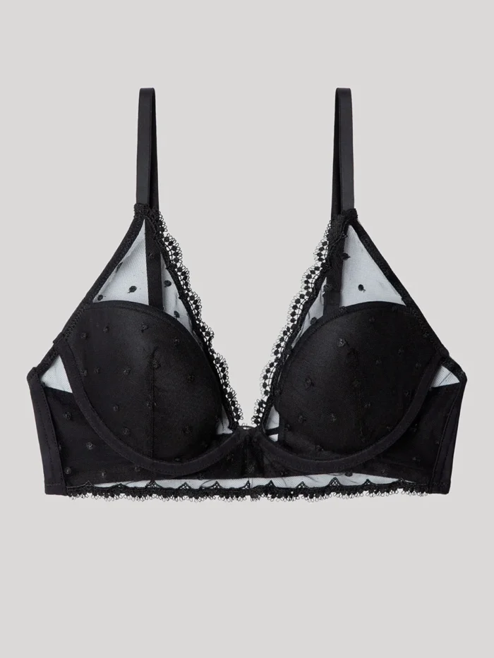COMPLETO INTIMO DONNA GISELA CON BRALETTE E BRASILIANA NERO CON POIS - immagine 7