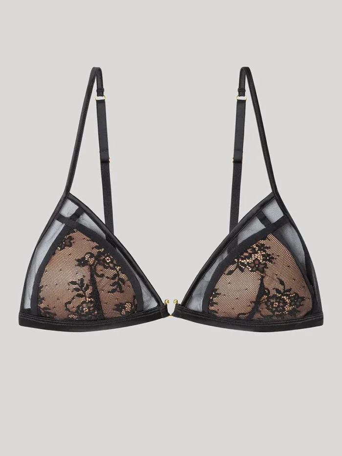 COMPLETO INTIMO DONNA GISELA CON REGGISENO A TRIANGOLO A BRASILIANA IN SEMPLICE PIZZO - immagine 6