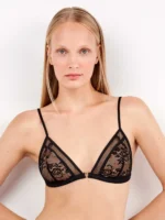 COMPLETO INTIMO DONNA GISELA CON REGGISENO A TRIANGOLO A BRASILIANA IN SEMPLICE PIZZO - immagine 4