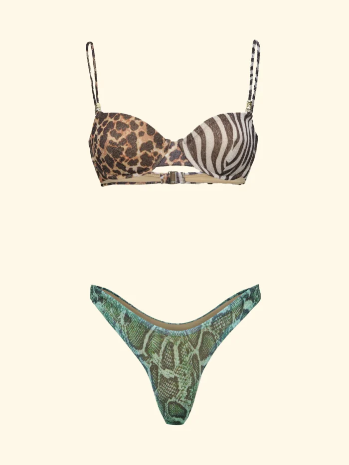 COSTUME DONNA EFFEK BALCONCINO 3 ANIMALIER LUREX E PERLINE - immagine 3