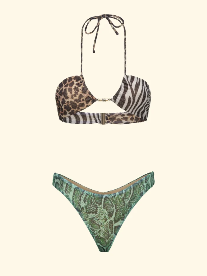 COSTUME DONNA EFFEK FASCIA 3 ANIMALIER LUREX E DETTAGLIO PERLINE coulotte - immagine 2