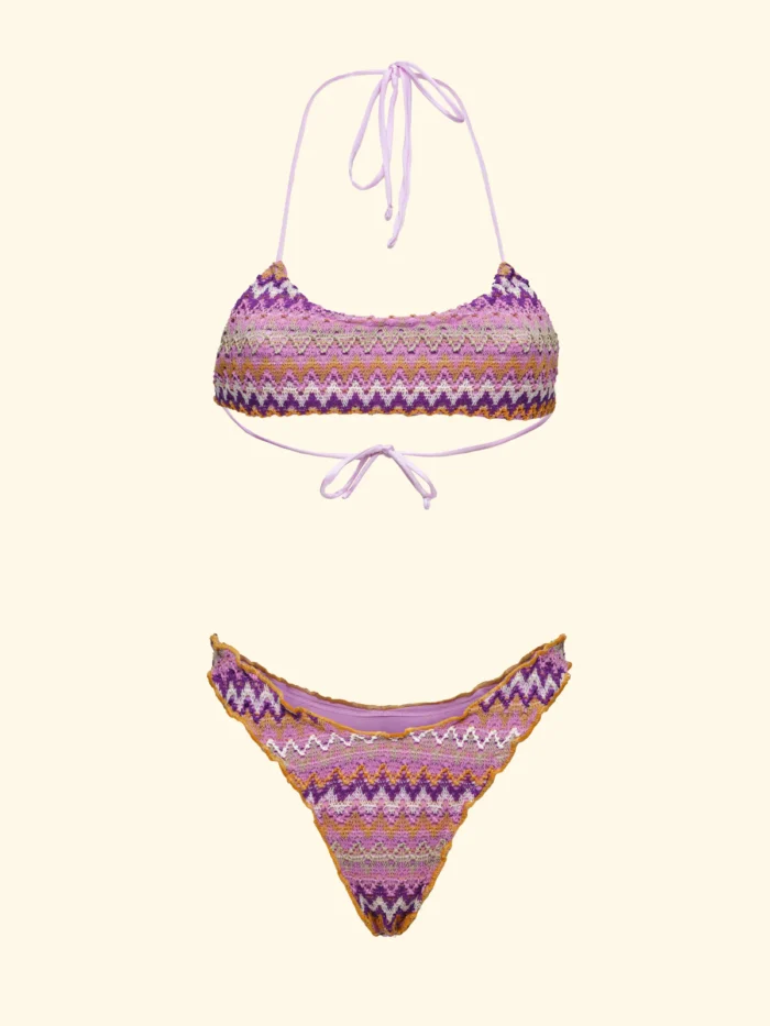 COSTUME DONNA EFFEK TOP TESSUTO TRAFORATO LILLA, VIOLA E ARANCIO - immagine 2