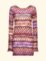 VESTITO MARE IN MAGLINA CON PROFONDO SCOLLO SULLA SCHIENA LILLA, VIOLA E BORDEAUX - immagine 3