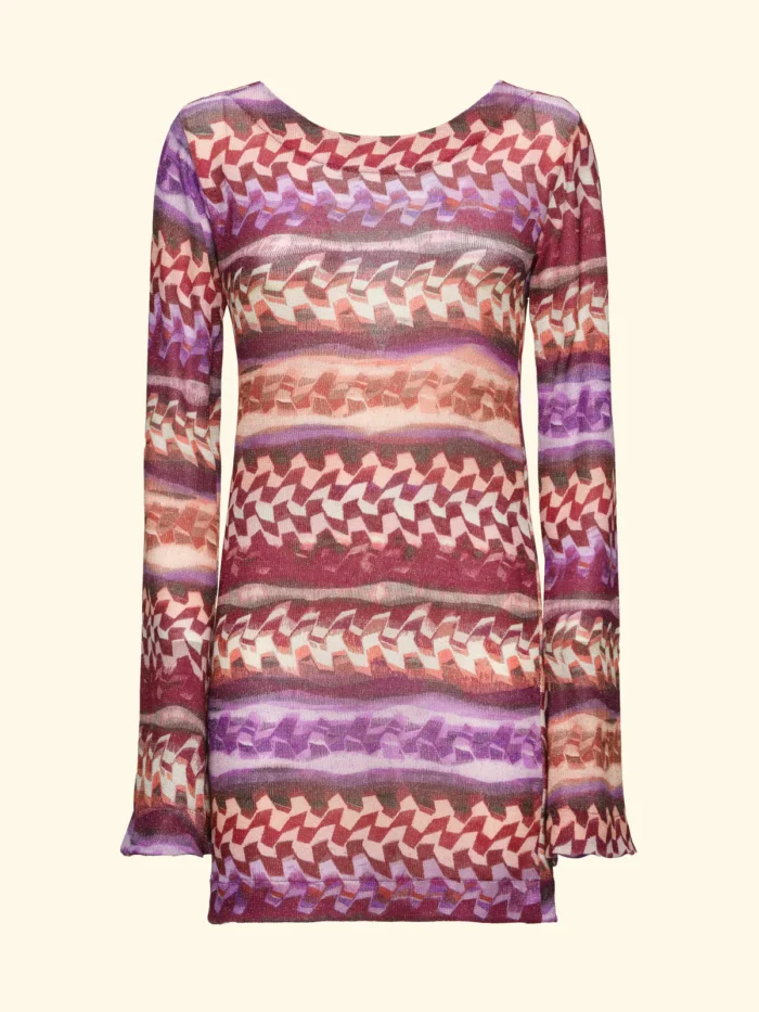 VESTITO MARE IN MAGLINA CON PROFONDO SCOLLO SULLA SCHIENA LILLA, VIOLA E BORDEAUX - immagine 3