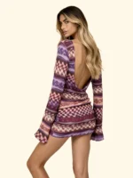 VESTITO MARE IN MAGLINA CON PROFONDO SCOLLO SULLA SCHIENA LILLA, VIOLA E BORDEAUX - immagine 2